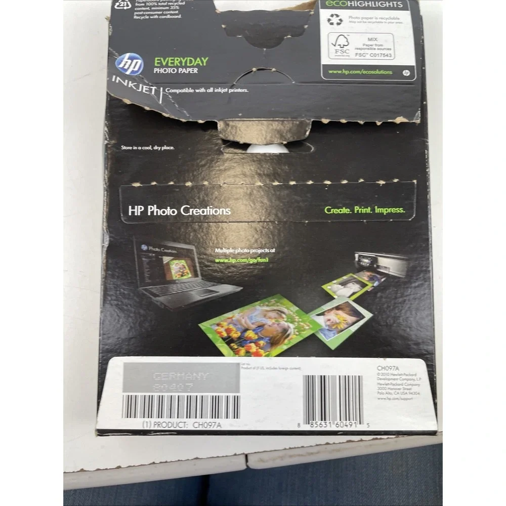 HP Everyday Photo Paper, Glossy, 5 x 7 in. 52 Sheets Opened